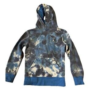 Nike Air Jordan Youth Medium 10-12 Tie Dye Hoodie Pullover Jumpman Blue